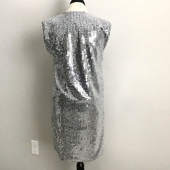 ZARA Draped Silver Sequin Dress - Picture 13 of 16